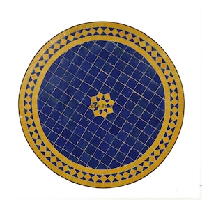 Moroccan Mosaic Table - Round Outdoor Furniture - Handmade Coffee Table for Garden Decor - Mosaic Tile Table for Bohemian Living Spaces