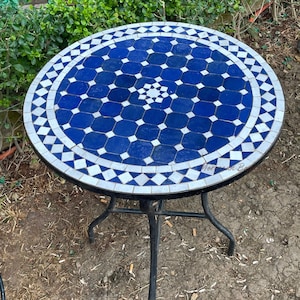 Style Your Patio: Handcrafted Outdoor Table, New Moroccan Mosaic Table, Round table, Moroccan Outdoor/ Indoor table, Mosaic Round Table.