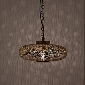 Handmade Moroccan Brass Ceiling Lamp: Elegant Light Decoration