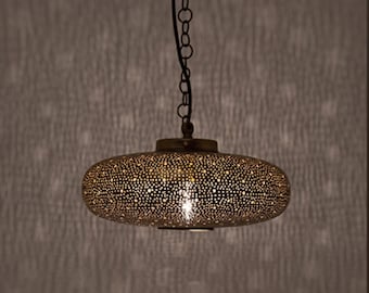 Handmade Moroccan Brass Ceiling Lamp: Elegant Light Decoration