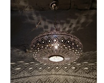 Handmade Moroccan Brass Ceiling Lamp: Boho Light Fixture