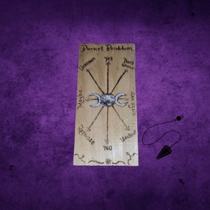 Pocket pendulum board / divination / Wiccan / pagan / handmade gifts / personalized / customizable