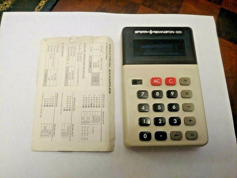 Vintage Sperry Remington 665 Vintage Calculator WInstructions Early 70s
