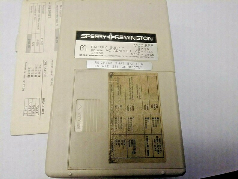 Vintage Sperry Remington 665 Vintage Calculator WInstructions Early 70s