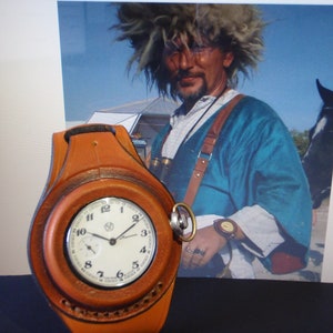 Molniya Vintage USSR Pocket Watch 3602 Mechanical Original New Leather Genuine Strap of WWI-WWII times Biker Steampunk