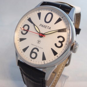 Like new RAKETA Big ZERO USSR Vintage Mechanical Watch Excellent Visible Mechanism Stainless Steel 2609H A