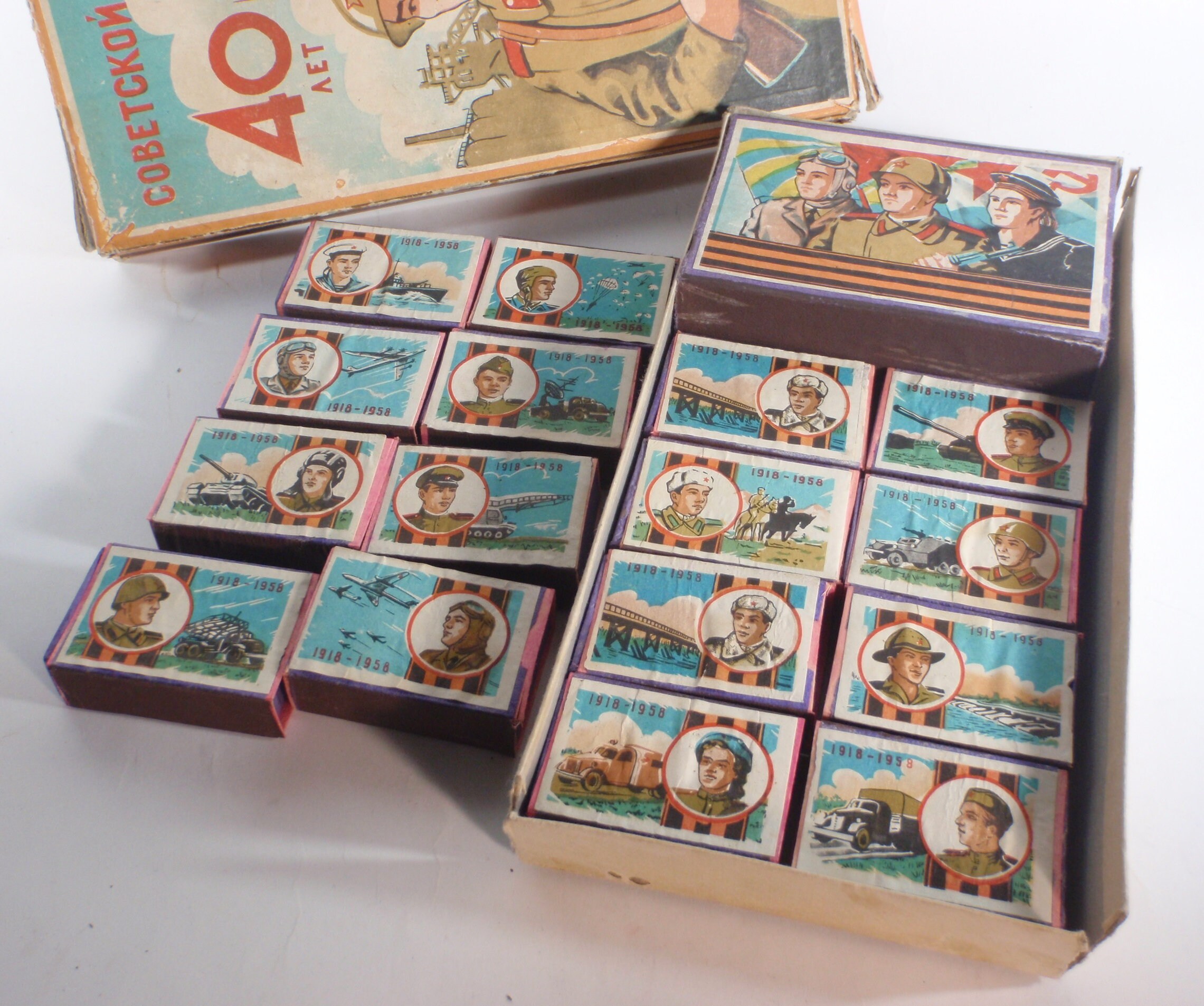 Ussr Box 1958 Vintage Collectible Matches Boxes Set USSR 40 Years Soviet Red ...