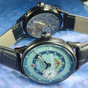 Like new MOLNIYA CHZ Vintage USSR Excellent Watch Mechanical Serviced Military Naval Aviation Visible Mechanism