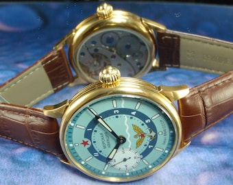 Vintage USSR Molniya Aviation Watch, Visible Mechanism, Serviced