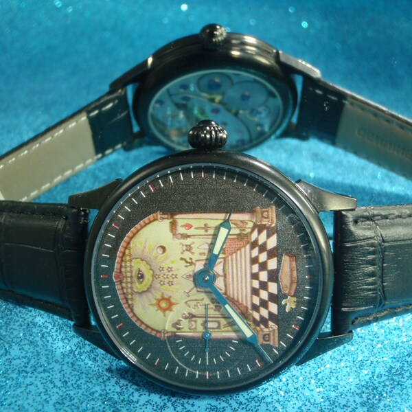 Excellente montre maçonnique MOLNIYA vintage URSS, mécanique révisée de style maçon, mécanisme visible 3602