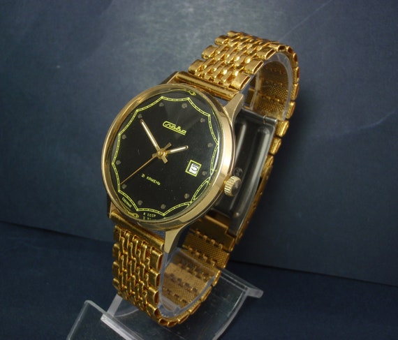 SLAVA Vintage USSR Watch with Bracelet Gold Plate… - image 6