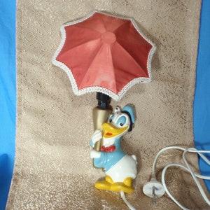 Vintage USSR Wall Night Light Duckling with an Umbrella Souvenir Décor