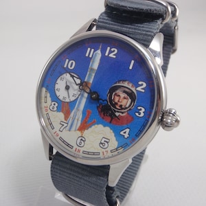 like new MOLNIYA Vintage USSR Pocket Watch GAGARIN Excellent Mechanical Visible Mechanism Space Programs 3602 Russian