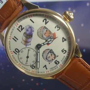 like new MOLNIYA Vintage USSR Excellent Watch GAGARIN Tereshkova 1st Astronaut Mechanical Serviced Visible Mechanism 3602