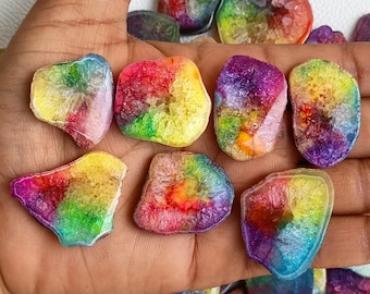 Regenboog zonne-druzy cabochon, groothandel zonne-druzy agaatkristal, bulk druzy-kralen, veel zonne-druzy, geverfde druzy edelsteen voor sieraden ambachten