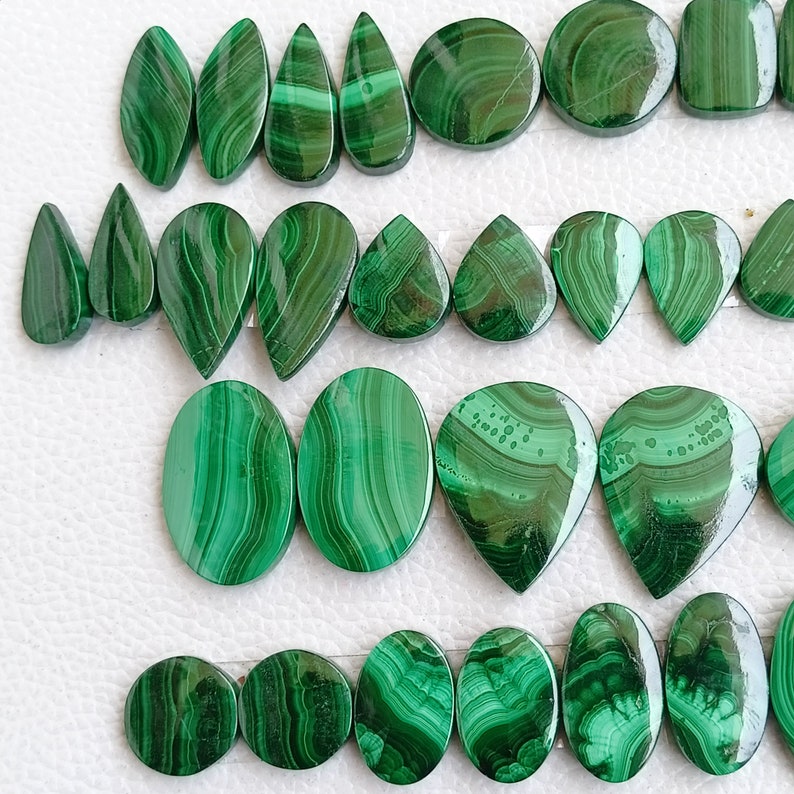 Malachite Matching Pair, Natural Malachite pair, Malachite Matching Pair Crsyatl, Malachite Cabochon Pair for Earrings Jewelry Supply image 3