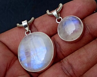 Moonstone Necklaces, Moonstone Pendants, Gemstone Pendants, Sterling Silver Necklace, Crystal Pendant, Pendant Boho Necklace Gifts for her