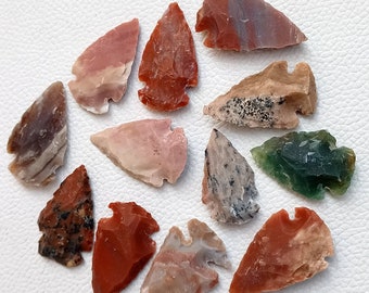 Gemstone Arrowhead lot, Natural Raw Crystal Bulk Arrowheads, Wholesale Agate, Dendrite Opal Arrow beads for Healing Wire-wrap Jewelry