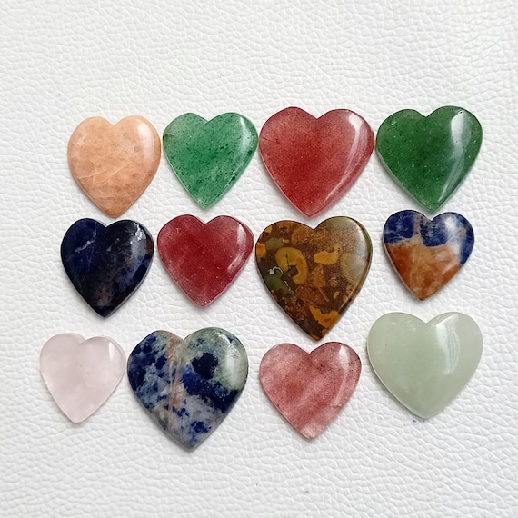 Mix Crystal Heart, 7 Chakra Hearts, Jasper Mix Heart, Wholesale Lot Crystal Heart Bundle, Gemstone Heart For Jewelry Crafts Supply