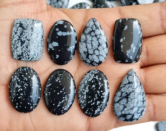 Snowflake Obsidian Crystal, Snowflake Obsidian Cabochon, Wholesale lot Snowflake Obsidian, Bulk Snowflake Gemstone For Rings Pendant Jewelry