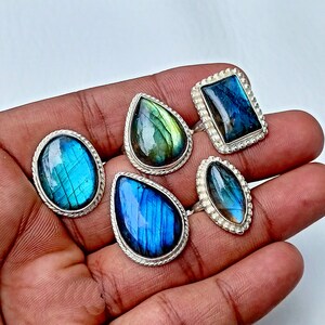 Labradorite rings, Sterling Silver Rings, Gemstone rings, Birthstone Crystal Chunky Rings, Statement Rings, Stone Dainty Ring, Gifts for her