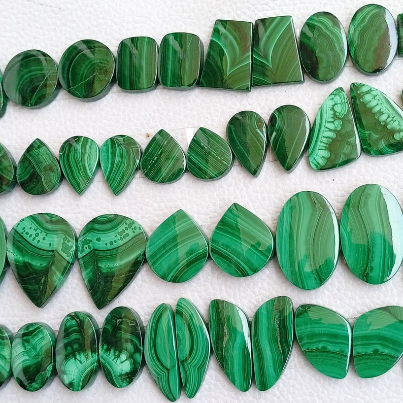 Malachite Matching Pair, Natural Malachite pair, Malachite Matching Pair Crsyatl, Malachite Cabochon Pair for Earrings Jewelry Supply image 2