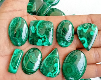 Piedra de malaquita, gema de malaquita verde, lote al por mayor de cabujones de malaquita para anillos, colgantes y suministros para joyería.