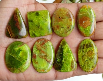 Green Opal Cabochon, Opal Crystal Wholesale, Natural Opal Stone, Green Opal Gemstone For Pendant Wire-warp Jewelry Crafts