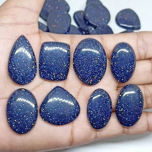 Blue Goldstone Gemstone, Wholesale lot Blue Goldstone, Blue Goldstone Cabochon For Jewelry Making Crafts