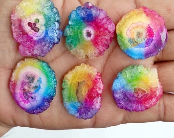 Regenboog zonne-druzy cabochon, groothandel zonne-druzy agaatkristal, bulk druzy-kralen, veel zonne-druzy, geverfde druzy edelsteen voor sieraden ambachten