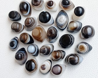Agate Eyes lot, Black Agate Eye Beads,Shiva third eye, Banded Agate Eye Cabochon, Natural Banded Bulls Eye, Healing Agate Stone for Jewelry