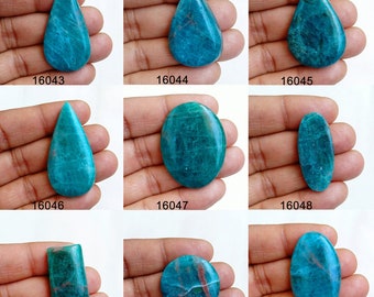 Natural Apatite Cabochon, Apatite Gemstone, Blue Apatite Crystal, Apatite Stone For Wire-wrap Pendant Jewelry Crafts Supply