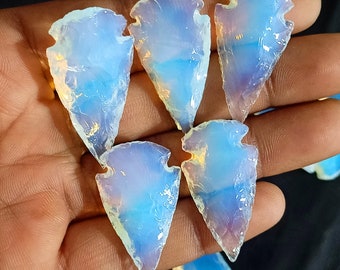 Opalite Arrowhead, Opalite Crescent Arrow head, White Spear Head, Opalite Point, Arrowhead Crystal for Wire wrap Jewelry