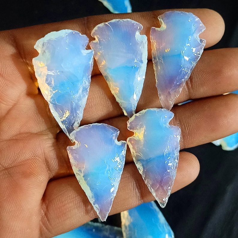 gemsfactory, wholesale cabochons, wholesale crystals, Arrow Heads, Jewelry Supplies, White Spear Heads, Arrowhead Crystal, gemsfactoryinc, Opalite moon, gemstone, cabochons, opalite point, Opalite Arrowheads