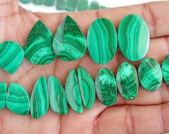 Malachite Matching Pair, Natural Malachite pair, Malachite Matching Pair Crsyatl, Malachite Cabochon Pair for Earrings Jewelry Supply