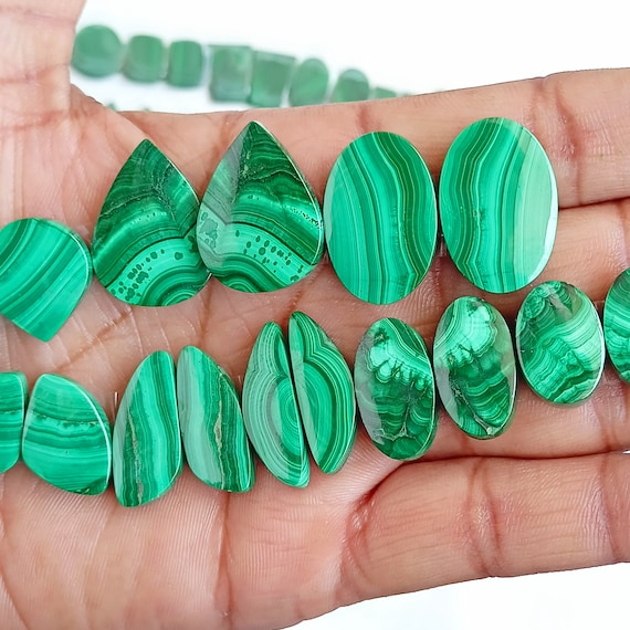 Malachite Matching Pair, Natural Malachite pair, Malachite Matching Pair Crsyatl, Malachite Cabochon Pair for Earrings Jewelry Supply
