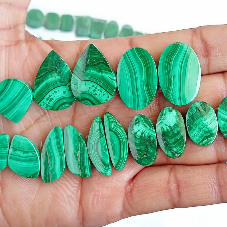 Malachite Matching Pair, Natural Malachite pair, Malachite Matching Pair Crsyatl, Malachite Cabochon Pair for Earrings Jewelry Supply image 1