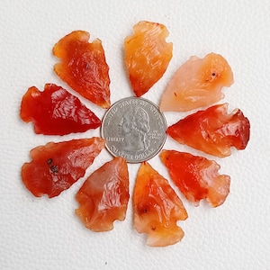Lote de puntas de flecha de cornalina, piedra de flecha de cornalina natural en bruto, venta al por mayor de cornalina de cristal de flecha para joyería curativa con envoltura de alambre.