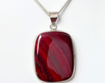 Sterling Silver Pendants, Red Jasper Necklaces, Gemstone Pendants, Crystal Pendant, Dainty Boho Necklace, Jewelry Gifts for her, Girlfriends