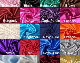 20 Colors Silk Satin Fabric, Luxury Silk Satin Fabric By The Yard, Polyester Satin Charmeuse Gown Fabric Bridal Wedding Dress Satin Fabric