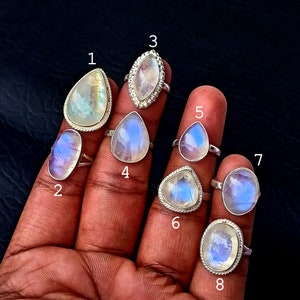 Moonstone rings, Sterling Silver Rings, Gemstone rings, Chunky Rings, Statement Rings, Birthstone Rings, Stone Dainty Ring, Gifts for her