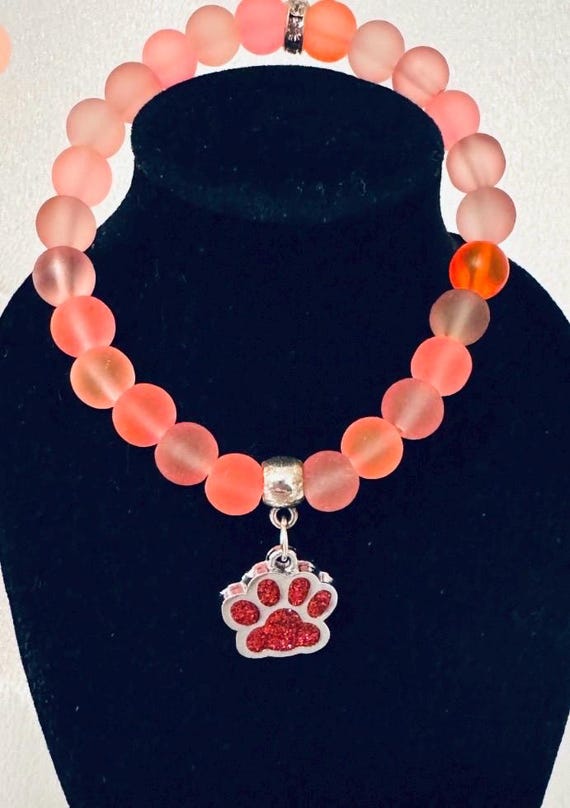 Orange Paw Charm Bracelet