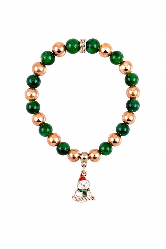 Christmas Snowman  Charm Stretch Bracelet