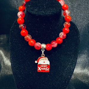 Santa Claus Christmas Charm Stretch Bracelet