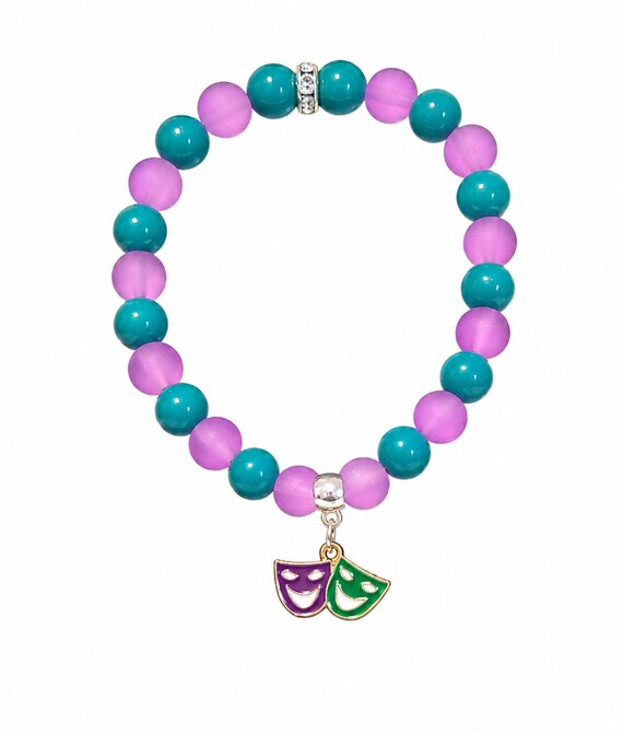 Mardi Gras Mask Charm Stretch Bracelet