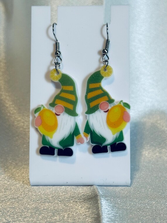 Acrylic St. Patrick’s Day Gnome Dangle Earrings