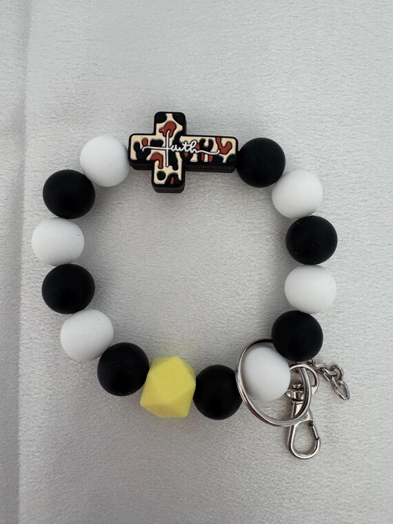Silicone Cross Bead Wristlet  Keychain