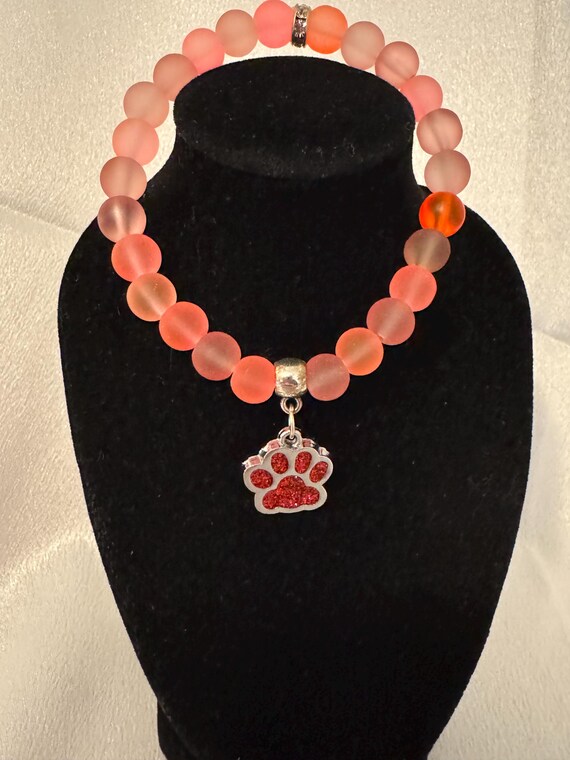 Orange Paw Charm Bracelet