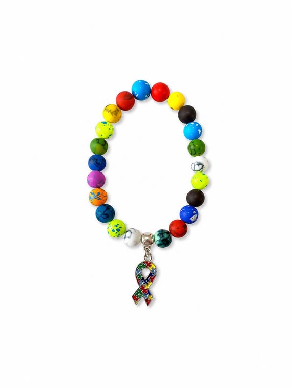 Autism Ribbon Charm Stretch Bracelet