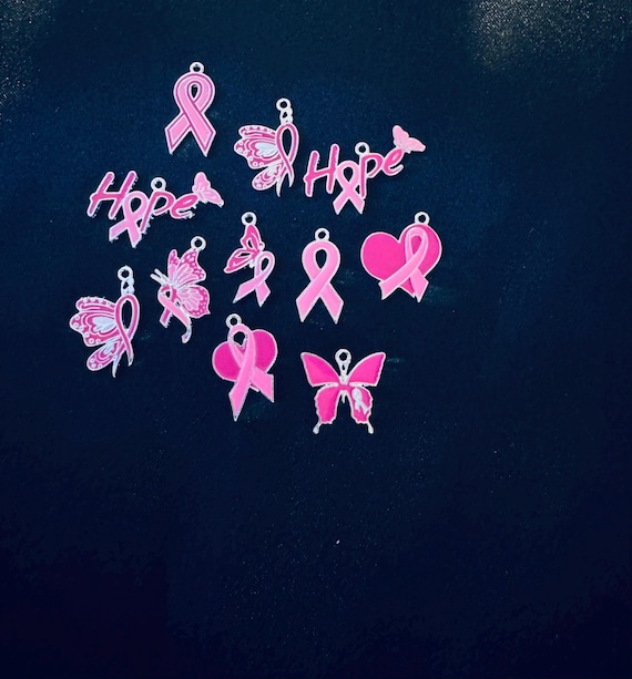 10 Piece Breast Cancer  Charms